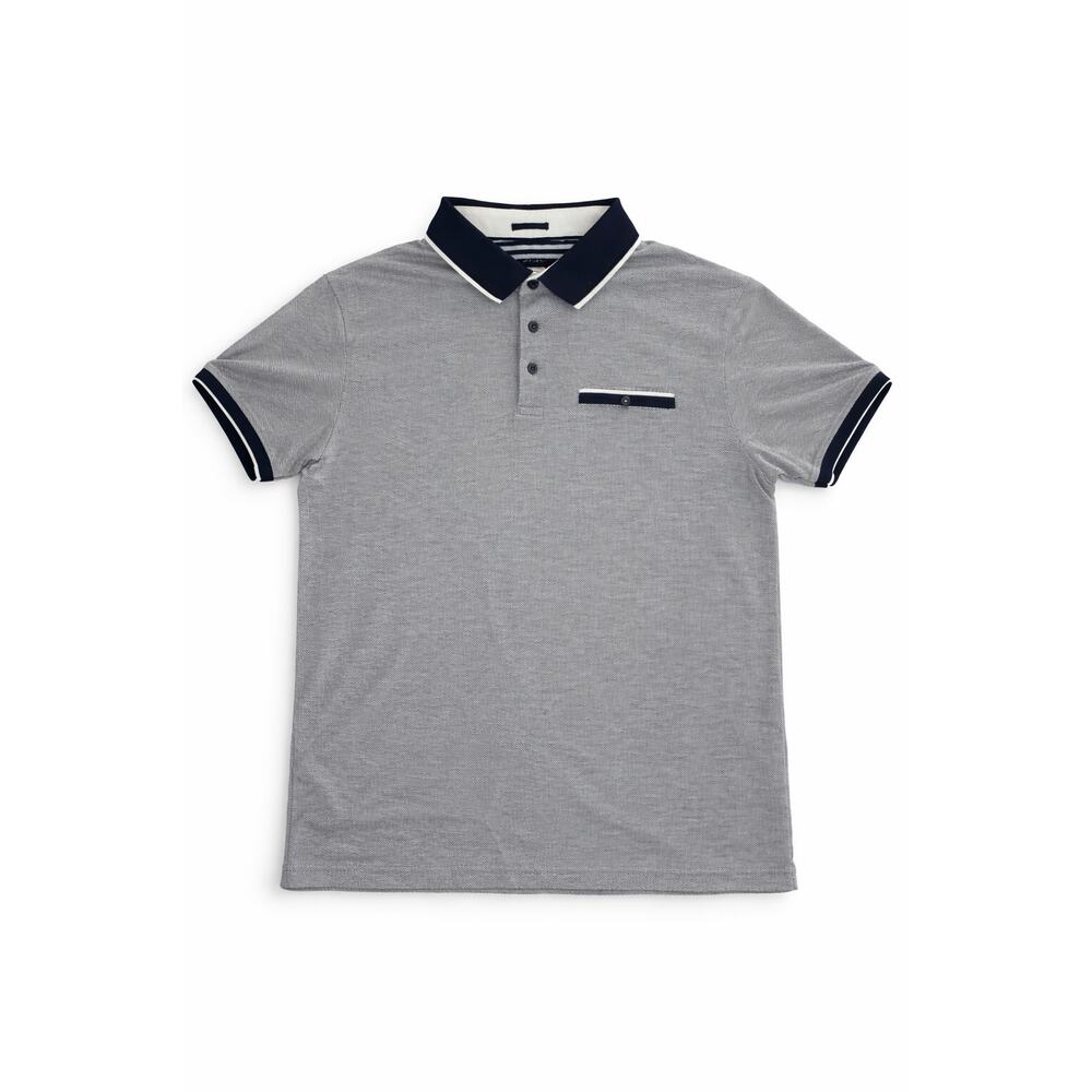 Denim & Flower Ricky Singh Men’s Polo Shirt XL Black Gray Contrast Trim Casual